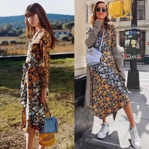 Maje Roen Floral Asymmetric Midi Dress NEW - Picture 14 of 14